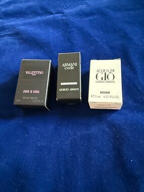 Valentino, Armani & Acqua di Giò Mini Fragrance Set - Black & White Boxes